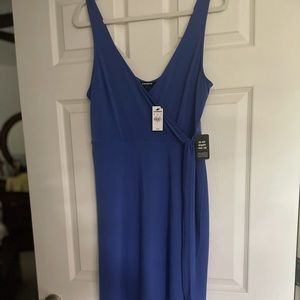 Flattering Express Blue MIDI Wrap Dress